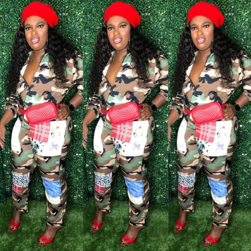 Patched Camo Jumpsuit